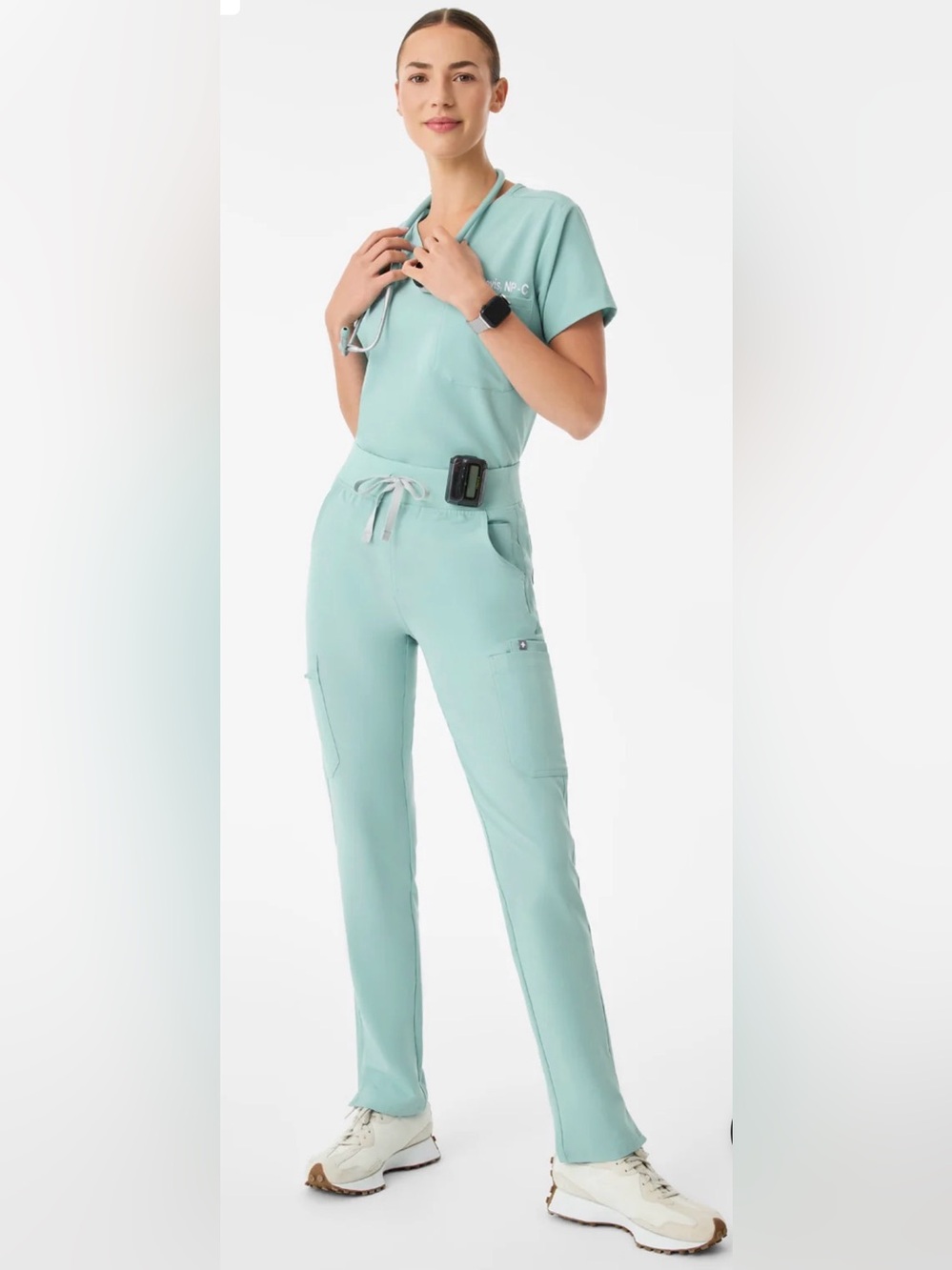 Yola High-Rise Slim Scrub Pant in Sea glass - XS